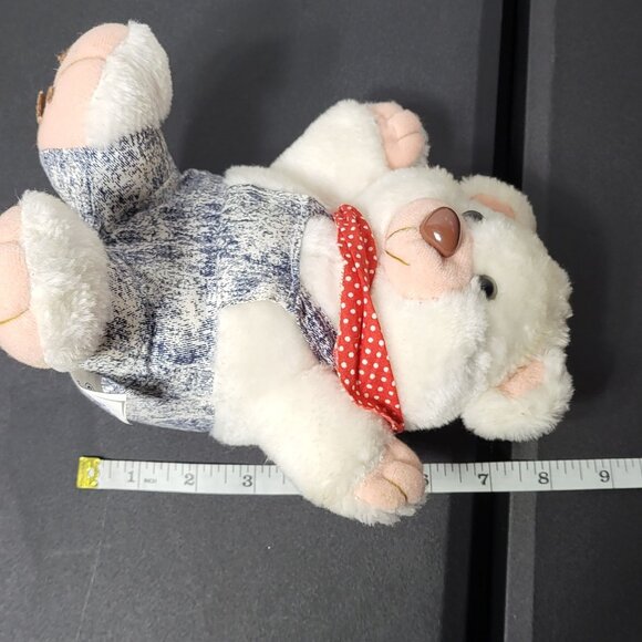 Vintage Dan Brechner Conductor White Bear Plush Bandana Overalls Cloud 9 Toys - Picture 8 of 11